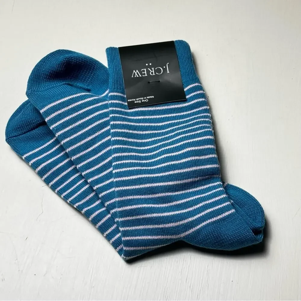 J. Crew Casual Style Blue Striped Socks Sz OS NWT